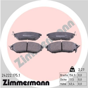 ZIMMERMANN 24222.175.1 Brzdové platničky Predné pre
