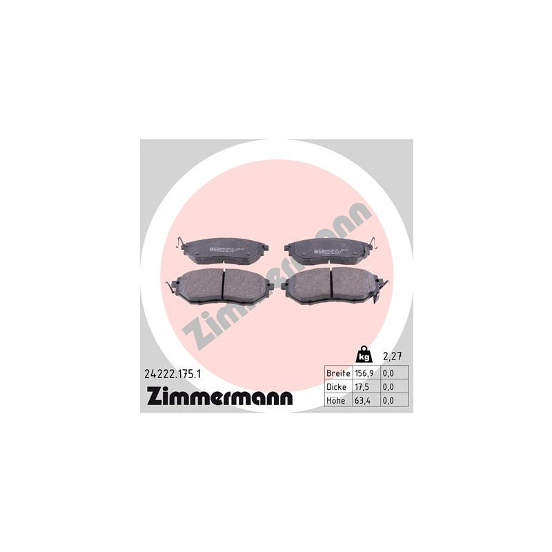 ZIMMERMANN 24222.175.1 Brzdové destičky Přední pro