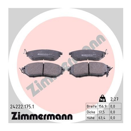 ZIMMERMANN 24222.175.1 Brake Pads Set Front for