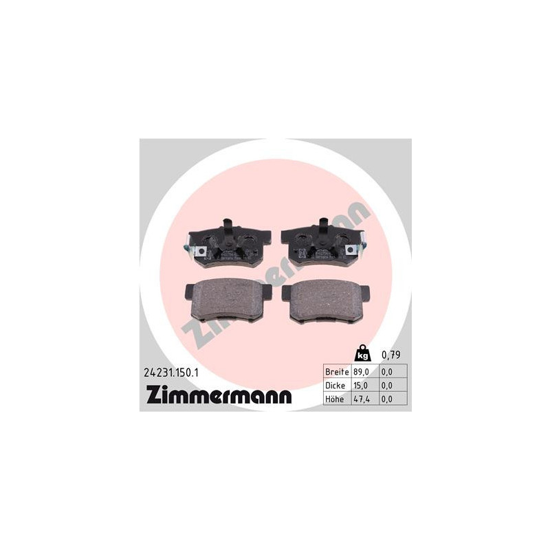 ZIMMERMANN 24231.150.1 Klocki hamulcowe Tył dla