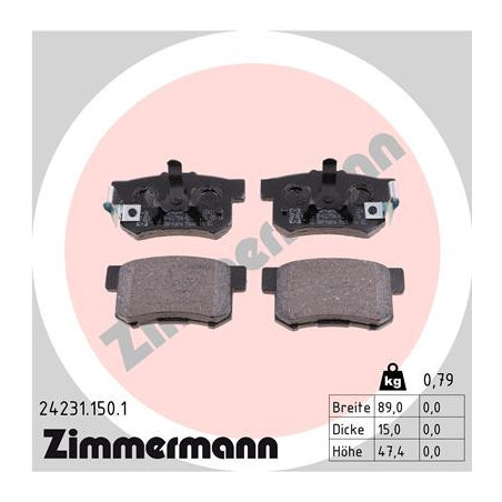 ZIMMERMANN 24231.150.1 Klocki hamulcowe Tył dla