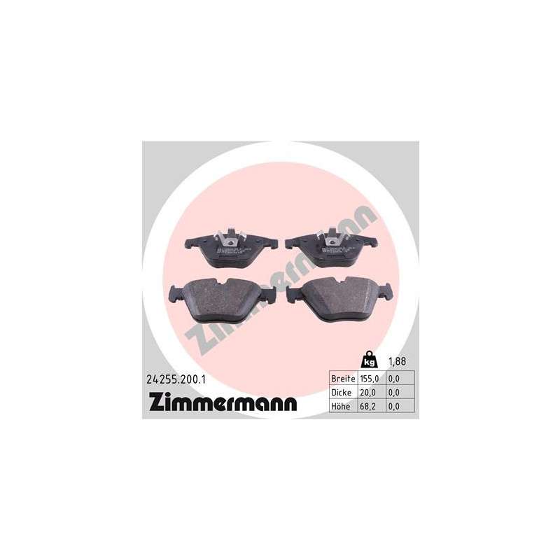 ZIMMERMANN 24255.200.1 Brake Pads Set Front for
