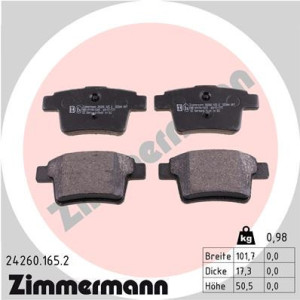 ZIMMERMANN 24260.165.2 Brzdové platničky Zadné pre