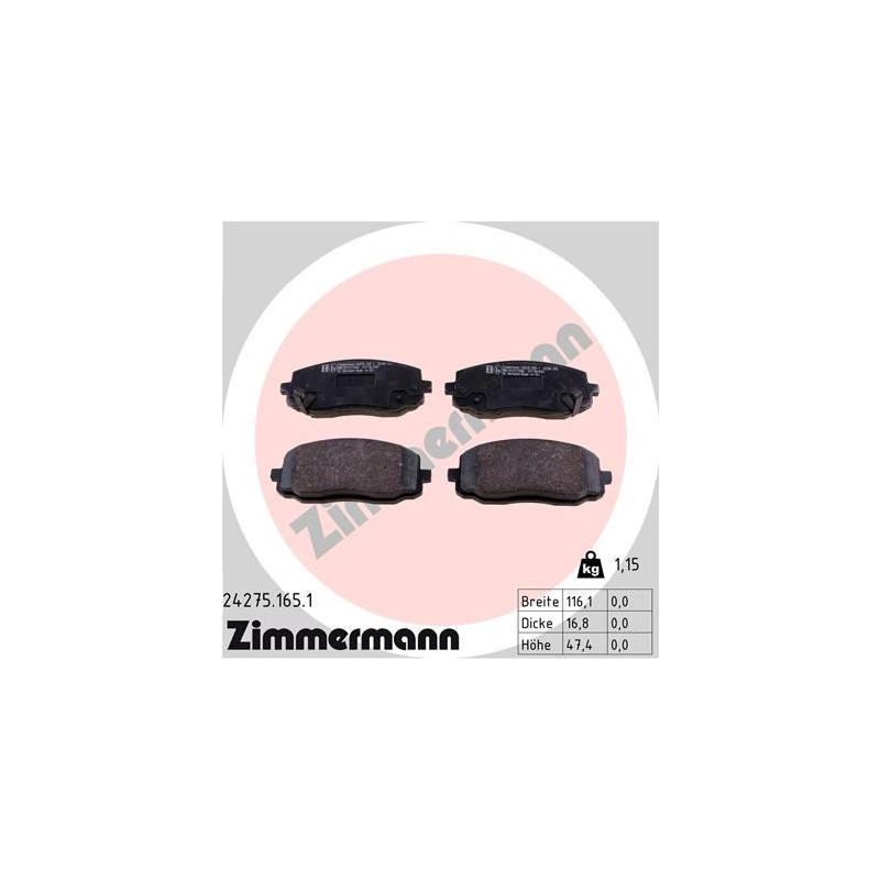 ZIMMERMANN 24275.165.1 Klocki hamulcowe