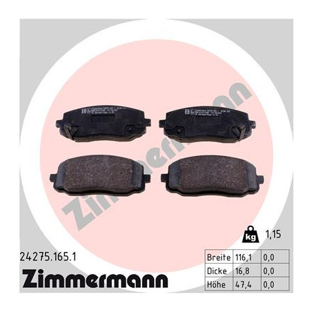 ZIMMERMANN 24275.165.1 Brzdové destičky