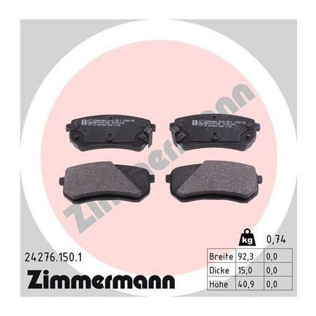 ZIMMERMANN 24276.150.1 Brake Pads Set