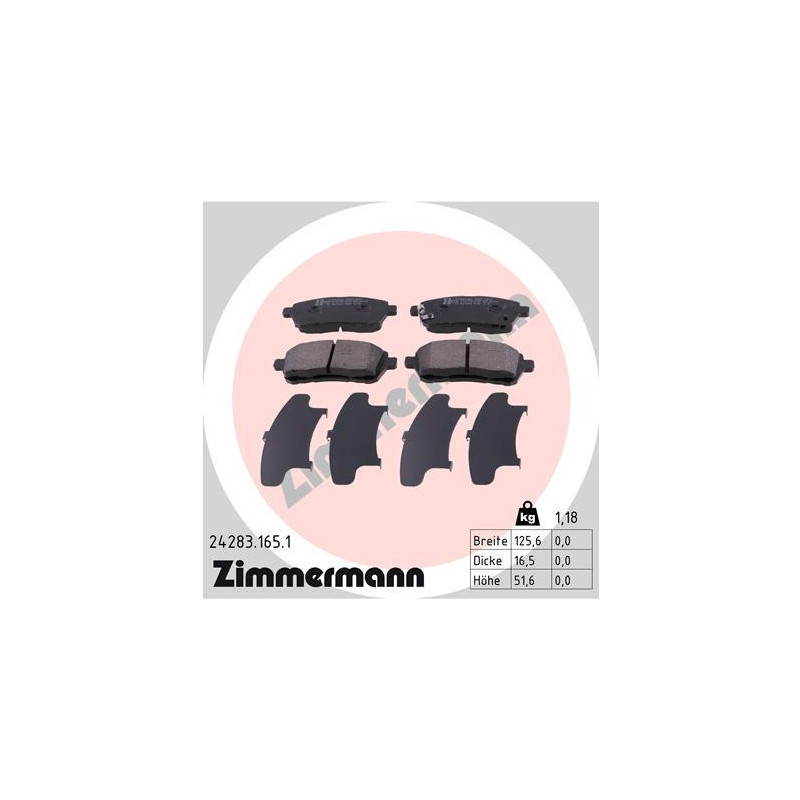 ZIMMERMANN 24283.165.1 Pastillas de freno Delantero para