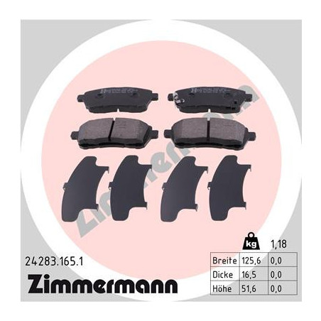 ZIMMERMANN 24283.165.1 Brzdové platničky Predné pre