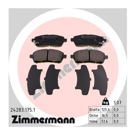 ZIMMERMANN 24283.175.1 Brzdové destičky Přední pro