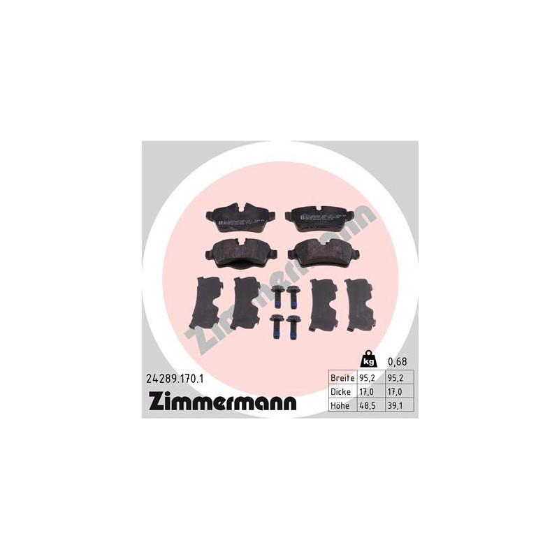 ZIMMERMANN 24289.170.1 Brzdové destičky Zadní pro
