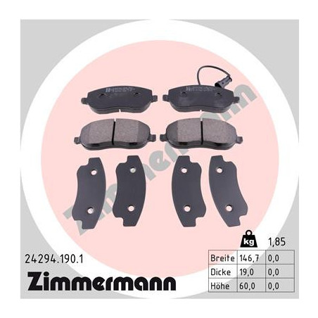 ZIMMERMANN 24294.190.1 Brzdové destičky Přední pro