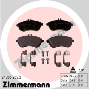 ZIMMERMANN 24306.205.2 Brzdové platničky Predné pre