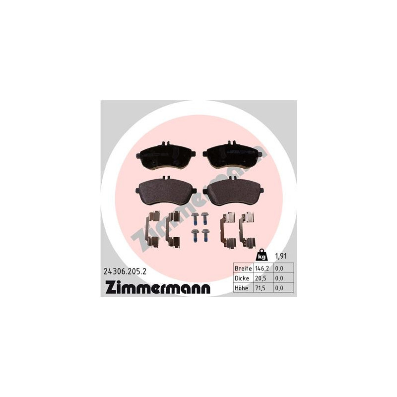 ZIMMERMANN 24306.205.2 Pastiglie freno Anteriore per