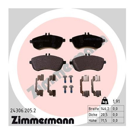ZIMMERMANN 24306.205.2 Brake Pads Set Front for
