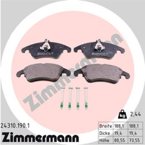 ZIMMERMANN 24310.190.1 Brzdové platničky Predné pre