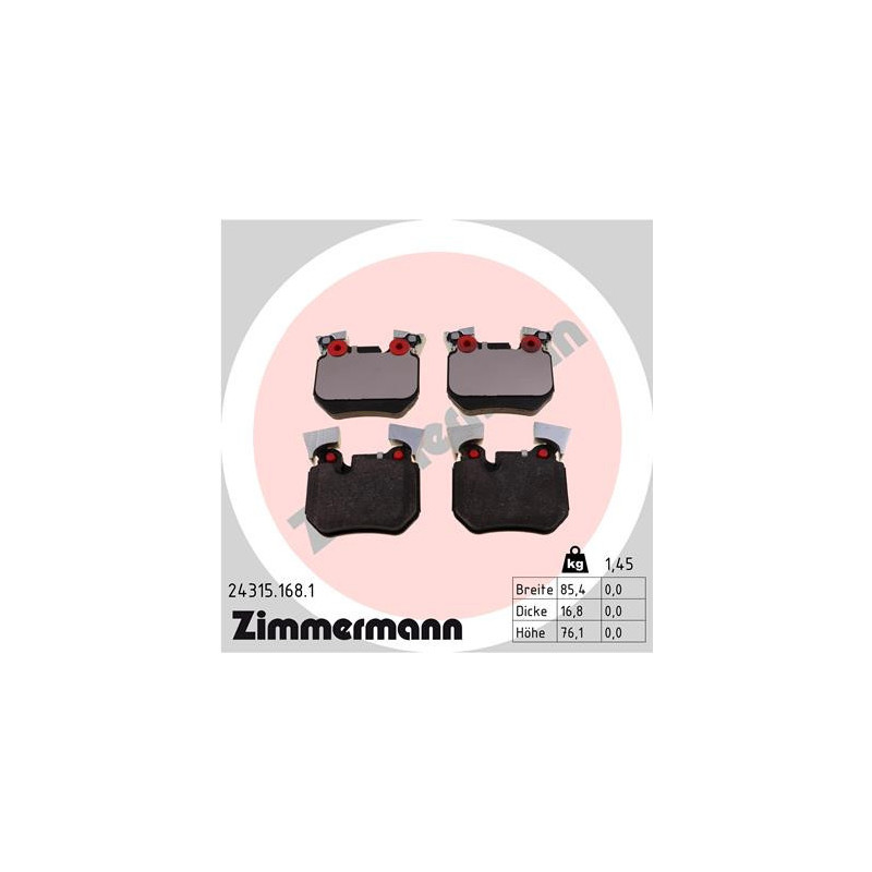 ZIMMERMANN 24315.168.1 Brake Pads Set Rear for