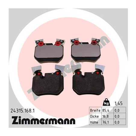 ZIMMERMANN 24315.168.1 Bremsbeläge Hinten für