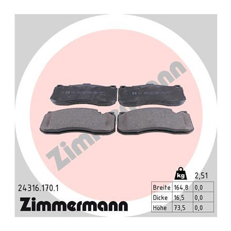 ZIMMERMANN 24316.170.1 Klocki hamulcowe Przód dla