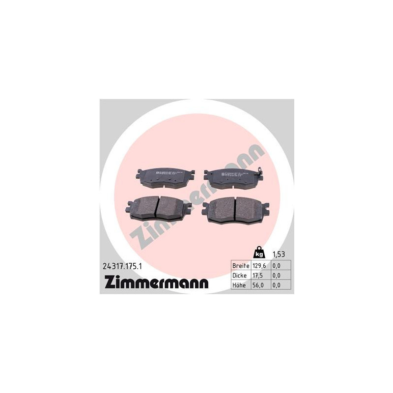 ZIMMERMANN 24317.175.1 Bremsbeläge