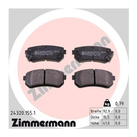 ZIMMERMANN 24320.155.1 Brzdové platničky Zadné pre