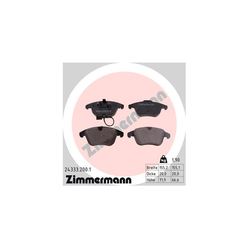 ZIMMERMANN 24333.200.1 Pastillas de freno Delantero para