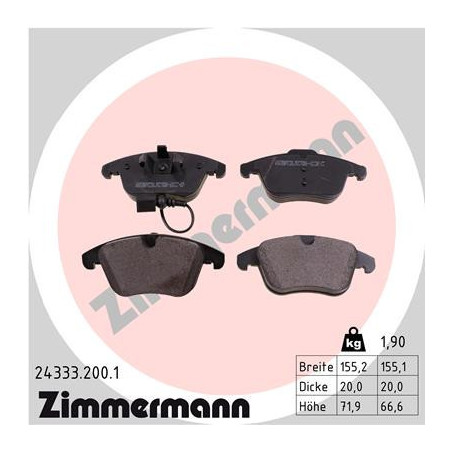 ZIMMERMANN 24333.200.1 Plaquettes de frein Avant pour