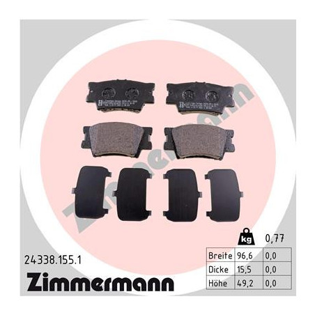 ZIMMERMANN 24338.155.1 Brzdové destičky Zadní pro