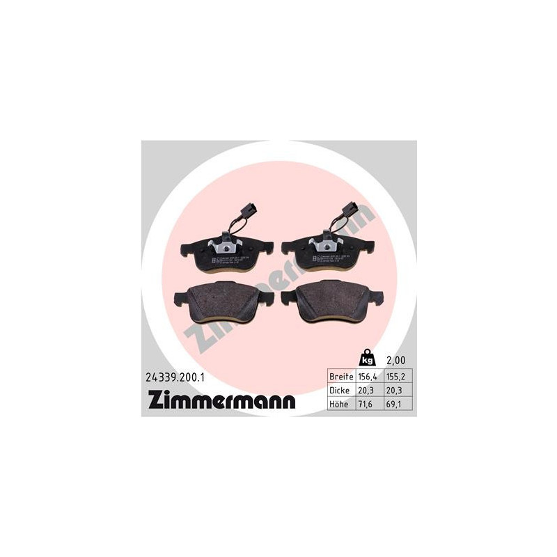ZIMMERMANN 24339.200.1 Bremsbeläge Vorne für