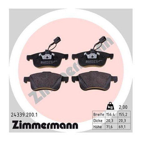 ZIMMERMANN 24339.200.1 Plaquettes de frein Avant pour