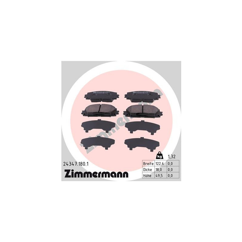 ZIMMERMANN 24347.180.1 Plaquettes de frein Avant pour