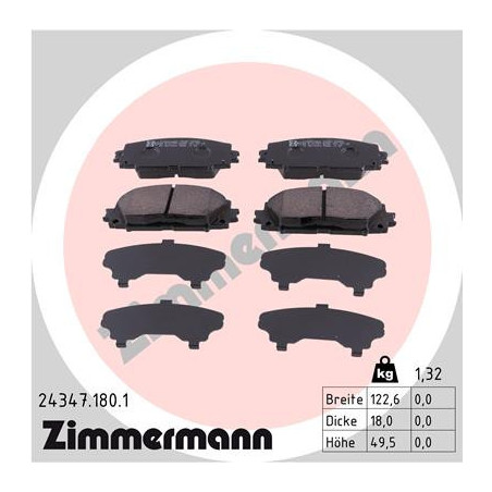ZIMMERMANN 24347.180.1 Brzdové destičky Přední pro