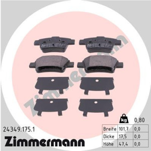 ZIMMERMANN 24349.175.1 Brzdové platničky Zadné pre
