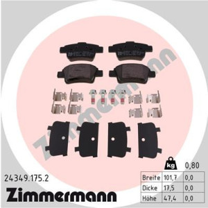 ZIMMERMANN 24349.175.2 Brzdové platničky Zadné pre