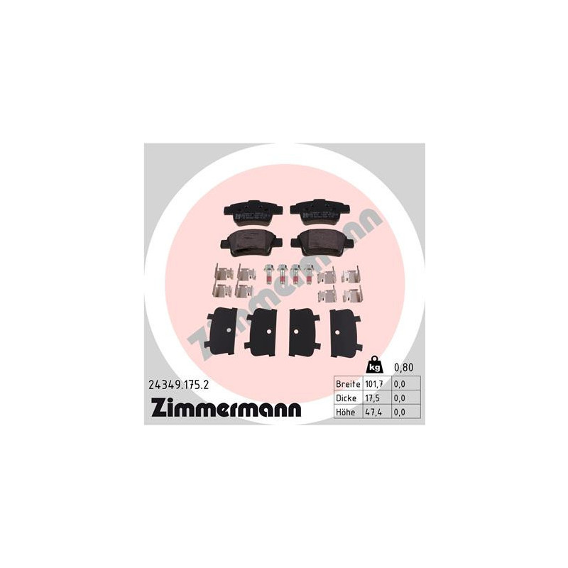 ZIMMERMANN 24349.175.2 Brake Pads Set Rear for
