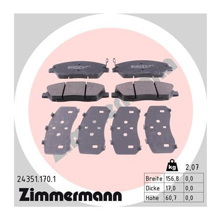 ZIMMERMANN 24351.170.1 Pastiglie freno Anteriore per