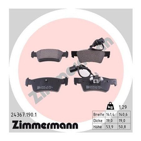 ZIMMERMANN 24367.190.1 Bremsbeläge Hinten für