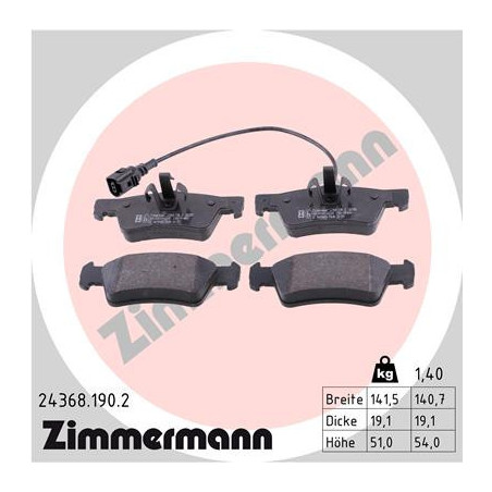 ZIMMERMANN 24368.190.2 Pastillas de freno