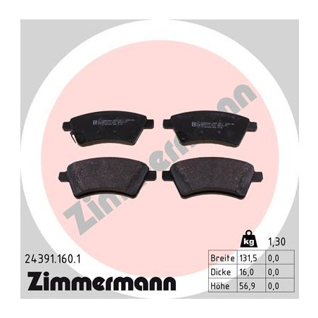 ZIMMERMANN 24391.160.1 Bremsbeläge Vorne für