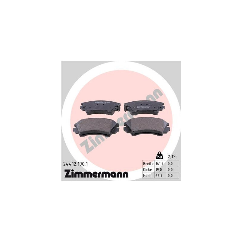 ZIMMERMANN 24412.190.1 Bremsbeläge