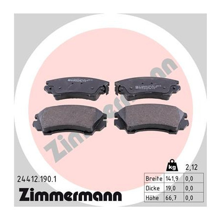 ZIMMERMANN 24412.190.1 Brzdové destičky