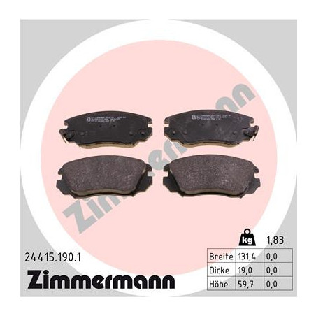 ZIMMERMANN 24415.190.1 Pastiglie freno Anteriore per