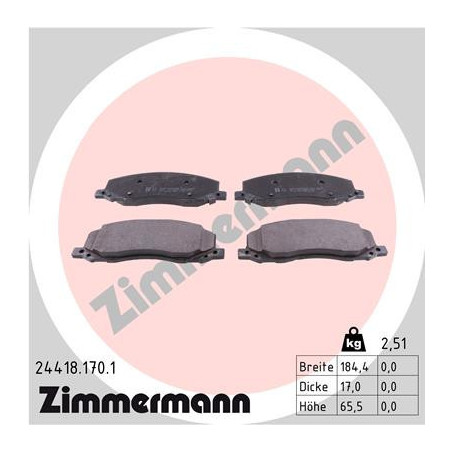 ZIMMERMANN 24418.170.1 Klocki hamulcowe Przód dla