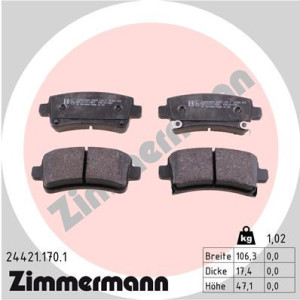 ZIMMERMANN 24421.170.1 Brzdové platničky Zadné pre