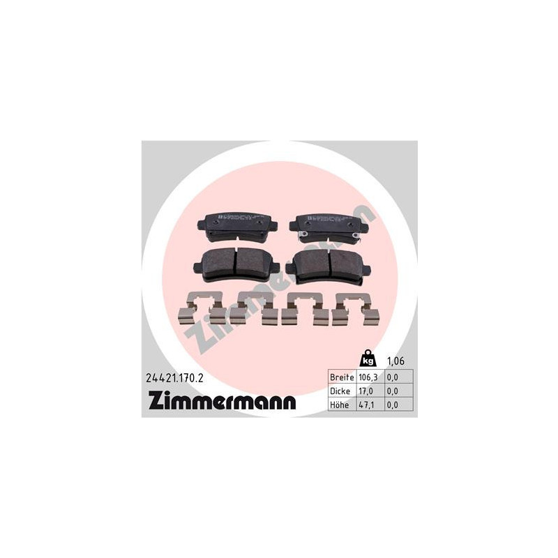 ZIMMERMANN 24421.170.2 Klocki hamulcowe Tył dla