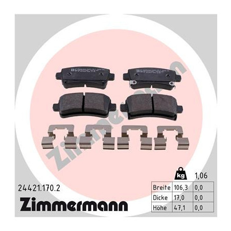 ZIMMERMANN 24421.170.2 Klocki hamulcowe Tył dla