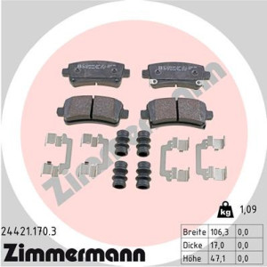 ZIMMERMANN 24421.170.3 Pastillas de freno Trasero para