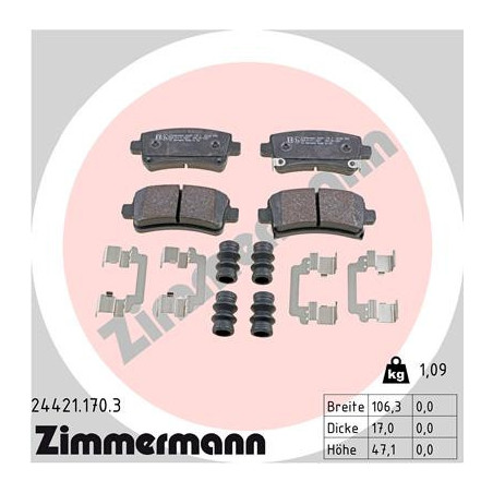 ZIMMERMANN 24421.170.3 Brzdové platničky Zadné pre