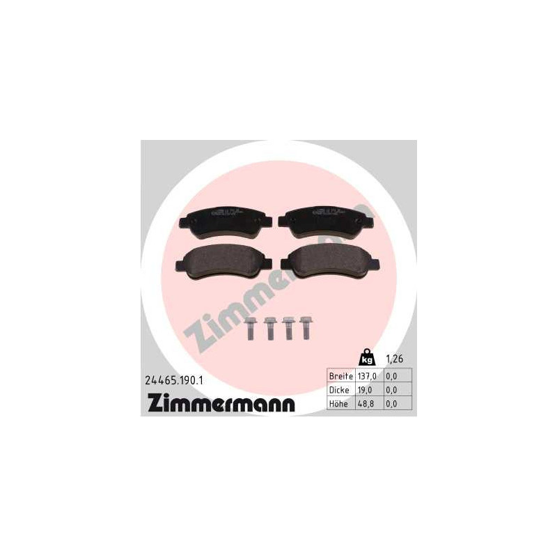 ZIMMERMANN 24465.190.1 Klocki hamulcowe Tył dla