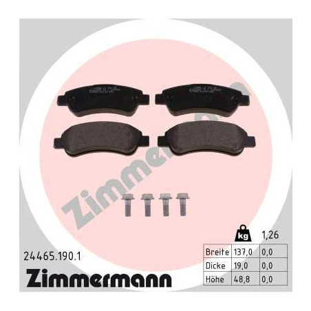 ZIMMERMANN 24465.190.1 Brzdové platničky Zadné pre