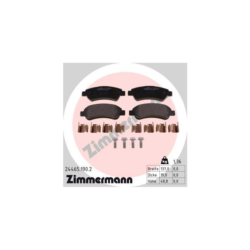 ZIMMERMANN 24465.190.2 Klocki hamulcowe Tył dla